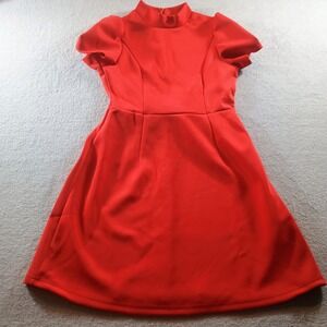 Unbranded Women Red Heart Cutout Back Mini Dress Red Small White Bow Romantic